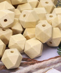 Unpainted Faceted Geometric Wood Beads 16mm With 3.5mm Holes Natural Color For DIY Jewelry Making 100 Pieces Dope For Necklaces Keychains And Crafts Assortment