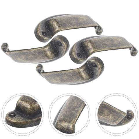 Vintage Metal Shell Cabinet Door Handles Set, 4-Pack Antique Bronze Drawer Pulls for Kitchen Cupboard Wardrobe
