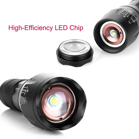 Close-up of high-efficiency LED chip from Two Pack LED Tactical Flashlights Water Resistant Military Grade 2000 Lumens