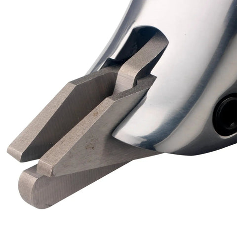 Close-up of One Quarter Inch Air Metal Cutting Shears With Ergonomic Pistol Grip For Clean Cuts In Aluminum And 18 Gauge Steel 2200 RPM