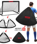 Two 4x3 Ft Portable Pop Up Soccer Goals Backyard Training Set With Ball Pump Cones Ground Nails And Carry Bag for easy transport