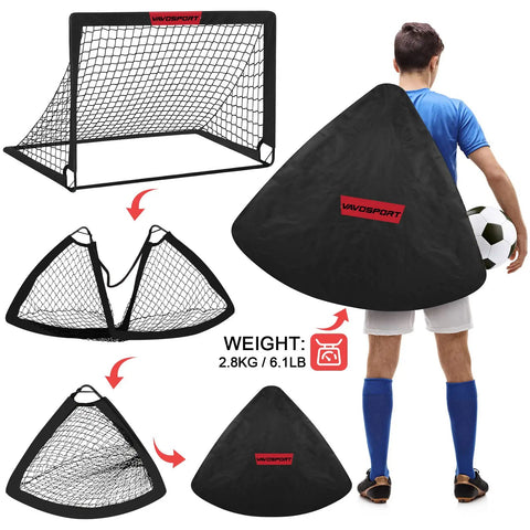 Two 4x3 Ft Portable Pop Up Soccer Goals Backyard Training Set With Ball Pump Cones Ground Nails And Carry Bag for easy transport