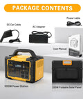 Top Shelf Solar Generator Bundle 200 Watt Panel Hooked Up To 1000 Watt Power Station including AC adapter, DC cable, and user manual.