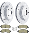 Beefy Performance Front Brake Kit with drilled and slotted rotors and ceramic pads for Chrysler Aspen, Dodge Durango, Ram 1500