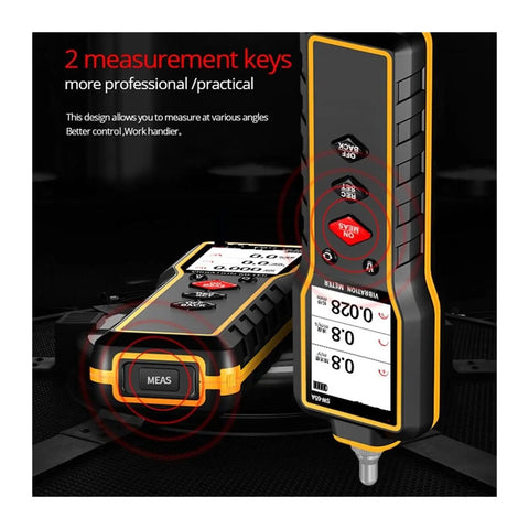 Handheld Vibe Meter For Quick Diagnostics Digital Vibration Measuring Tool With Piezo Sensor SW 65A And SW 63A Compatibility For Machinery Motors And Equipment Maintenance Real Time Readouts, black yellow case