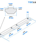 Technical drawing of the Eight Pack 2020 Extrusion Straight Connectors for 8020 Aluminum Profiles T Slot V Slot Systems with dimensions.