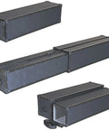 Slick Telescoping Road Case Built For Tripod Stands And Truss Rods in black, showing three angles, 47 inches deep with sturdy handles.