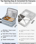 Open view comparison of underseat carry on luggage with wheels lightweight hard shell top opening weekender case 16 inch grey