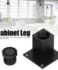 Close up of adjustable height aluminum furniture leg with square 60mm base, black finish. Adjustable Height Aluminum Furniture Legs Set Of 4 For Sofa, Cabinet And Bed Frames, Square 60mm Base Black Finish, Heavy Duty Leveling Supports To Eliminate Wobble shown.