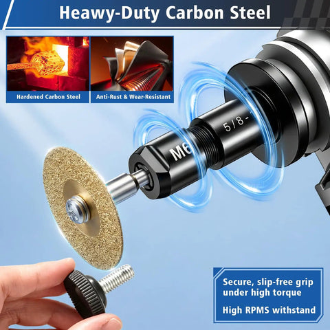 2 Pack Angle Grinder To Die Grinder Adapter with 5/8-11 thread, heavy-duty carbon steel construction for rotary burrs