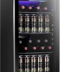 26 Bottle Wine Cooler And 130 Can Beverage Refrigerator With Clear Glass Door Quiet Compressor Adjustable Temperature Freestanding Indoor Bar Fridge 3.2 Cu Ft Black