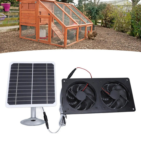 Solar Powered Dual Exhaust Fan Kit With Bracket For Chicken Coops And Small Greenhouses Sheds Pet Houses Window Exhaust 20W Solar Panel Cooling System