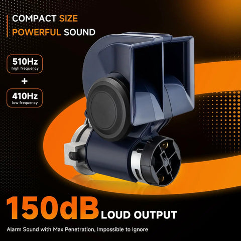 Badass Snail Air Horn Pumps Out Straight Up Knockout Volume For Trucks Cars And Bikes Featuring Built In Air Pump With Ready To Rock 12 Volt Wiring Relay Harness For Plug Play Installation, compact size horn.