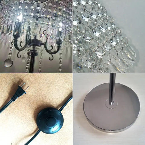 Crystal Floor Lamp With Chrome Finish, Tall Standing Light For Living Room, Bedroom, Office, 59 Inch Tall, Easy Assembly, Requires E12 Bulb Handpicked Crystal Details For A Luxe Glow Vibe