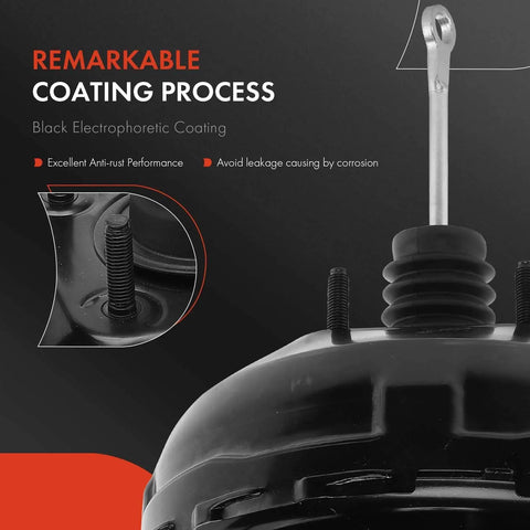 Ultra Heavy Duty Vacuum Brake Booster For GMC Yukon Tahoe Chevy C1500 K1500 1997 To 2001 showing black electrophoretic coating details.