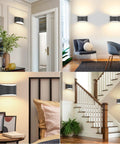Straight Up Modern Matte Black LED Wall Sconces Set Of Two Hardwired Fixtures With 3000K Warm White Glow For Chill Living Vibes And Top Shelf Home Decor Pieces in various living spaces.
