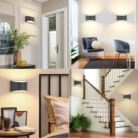 Straight Up Modern Matte Black LED Wall Sconces Set Of Two Hardwired Fixtures With 3000K Warm White Glow For Chill Living Vibes And Top Shelf Home Decor Pieces in various living spaces.