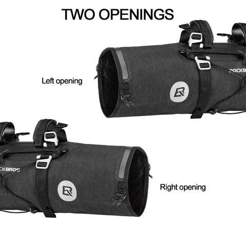 Built To Last Bikepacking Handlebar Bag 7 To 14 Liter Waterproof Dry Pack for MTB and Road Bikes with two-opening design