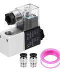 Dope Pneumatic Solenoid Valve For CNC Machines And Industrial Gear, Quarter Inch NPT, 24V DC, Two-Way Normally Closed Aluminum Air Valve