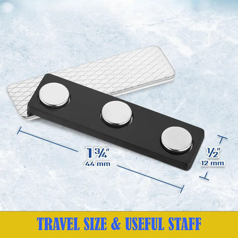 Rock Solid Magnetic Badge Holders Three Pack For Shirts Uniforms And Name Tags Featuring Neodymium Magnets Event Ready Slick Carry Case Easy Peasy Setup No Drama