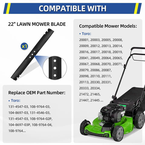 Diagram of 22 Inch Mulching Mower Blade Replacement For Toro Recycler And Troy-Bilt Plug And Play Installation Fits 22 Inch Deck
