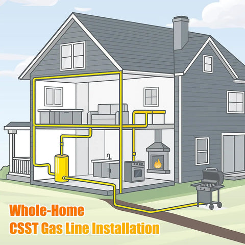 Whole-home installation of Half Inch CSST Gas Line For Natural Gas And Propane Flexible Corrugated Stainless Steel Tubing