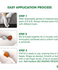 Two-Part Repair Compound For Patching Sealing Filling And Restoration, Self-Hardening Waterproof Modeling Putty, 1 Pound, Terracotta Color, Durable DIY Patch And Repair Kit For Home And Projects showing mixing steps