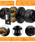 15 Pack Keyless Matte Black Door Knobs With Privacy Interior Lock For Bedroom And Bathroom Doors, close-up view showing details