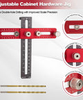 Upgrade Your Kitchen Cabinets In No Time With This Slick Adjustable Hardware Jig Template for precise double-hole drilling.