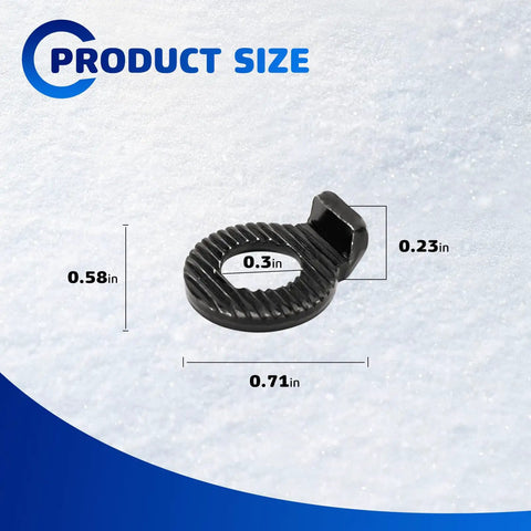 M6 Wedge Lock Washers Stainless Steel 8 Pack Snowboard Binding Hardware size dimensions on snowy background.
