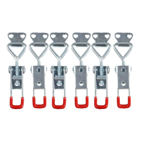 Six Pack Adjustable Steel Draw Latches for Cabinet Doors Toolbox and Trailers Heavy Duty Hasp Lock Clip Front View