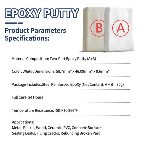 All Purpose 2 Part Epoxy Putty Clay For Fast Repairs, Waterproof Bonding Filler with packaging and product specifications.