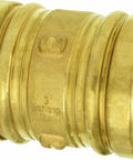 Top Tier Zero Lead Copper Couplings 1-1/4 Inch Extended Plain End Fittings For Seamless Push Fit Plumbing Jobs That Save Serious Time On Tight Schedules 25 Pack, close-up of gold-colored coupling.