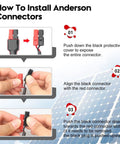 Installation guide for 10AWG Anderson Y Splitter Cable For Solar Panels showing connector alignment.