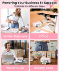 Pink Bluetooth Thermal Label Printer 4x6 For Small Business, Inkless Fast Printing For Amazon Shopify USPS FedEx in use in different settings
