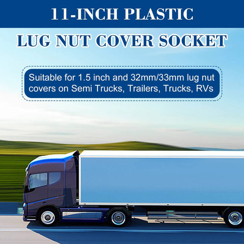 Hex Lug Nut Cover Socket Installation Tool For 1.5-Inch And 32mm/33mm Lug Nut Covers on semi truck graphic