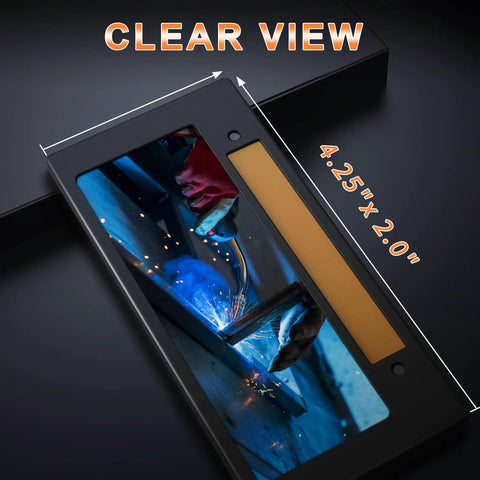 Auto Darkening Welding Lens 2x4.25 Solar Powered Helmet with True Color Technology showing clear view of welding work