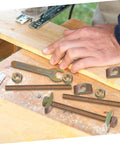 Professional Grade Furniture Connector Bolts 12 Pack Flat Head Wood Joiner Kit For Countertop Setup And Laminate Mounting with tools.