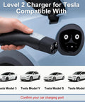Portable Level 2 Electric Vehicle Charger 32 Amp 240 Volt Nema 14 50 Plug With 25 Ft Cable For Tesla Model 3 Y S X Cybertruck Charging port connection