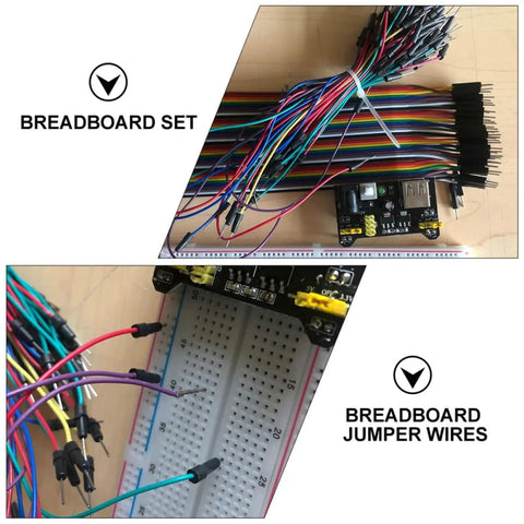 DIY Breadboard Kit With Power Supply Module And 65 Jumper Wires 40 Pin 20 Cm Leads Pro Grade Prototyping For 3.3V And 5V Electronics Starter Friendly For Class Lab Or Home Projects Portable And Easy To Use, with breadboard and jumper wires