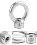 Close-up of 10 Pack Lifting Eye Nut Set 3/8 UNC Coarse Thread Marine Grade Stainless Steel 316 For Corrosion Resistant Lifting
