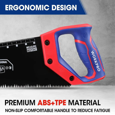 16 Inch Universal Handsaw With Non Slip Ergonomic Handle Anti Rust SK5 Steel Blade With Black Teflon Coating