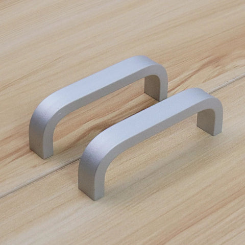 10 Piece Modern Silver Square Arch Cabinet Pull Handles Set In Aluminium Alloy Wire Finish 2.5 Inch Hole Center 64mm Drawer Handles