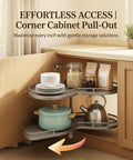 2 Tier Adjustable Lazy Susan Corner Cabinet Organizer With Soft Close Pull Out Heavy Duty Kitchen Storage Solution visible in use