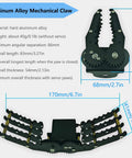 Heavy Duty Metal Robotic Arm Gripper With High Torque MG996R Servo For Arduino And Raspberry Pi DIY Projects Educational STEM Maker Kit Solid Metal Claw Clamp For Learning And Prototyping Black, aluminum alloy claw 170mm