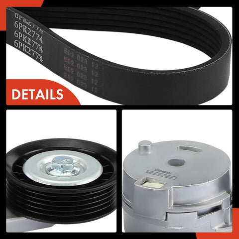 Beefed-Up Engine Serpentine Belt Drive Kit For Chevy Impala Malibu Monte Carlo G6 Aura Relay Vue Pontiac Saturn 3.5L 3.9L V6 parts