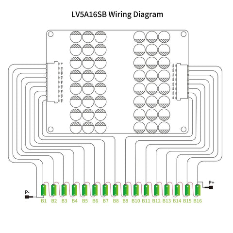 LV5A16SB wiring diagram showing connections for Game Ready Smart Active Battery Balancer With 5.5 Amp Output.