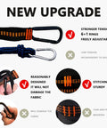 New upgrade of Two Pack Hammock Straps With Carabiners, 13 Feet Total Length, 7 Adjustable Loops Per Strap shown with benefits.