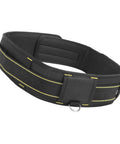 Heavy Duty Adjustable Tool Belt With Quick Release Buckle And Roomy Pouches crafted from tough 1200D Oxford Cloth side view with yellow stitching.