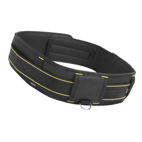 Heavy Duty Adjustable Tool Belt With Quick Release Buckle And Roomy Pouches crafted from tough 1200D Oxford Cloth side view with yellow stitching.
